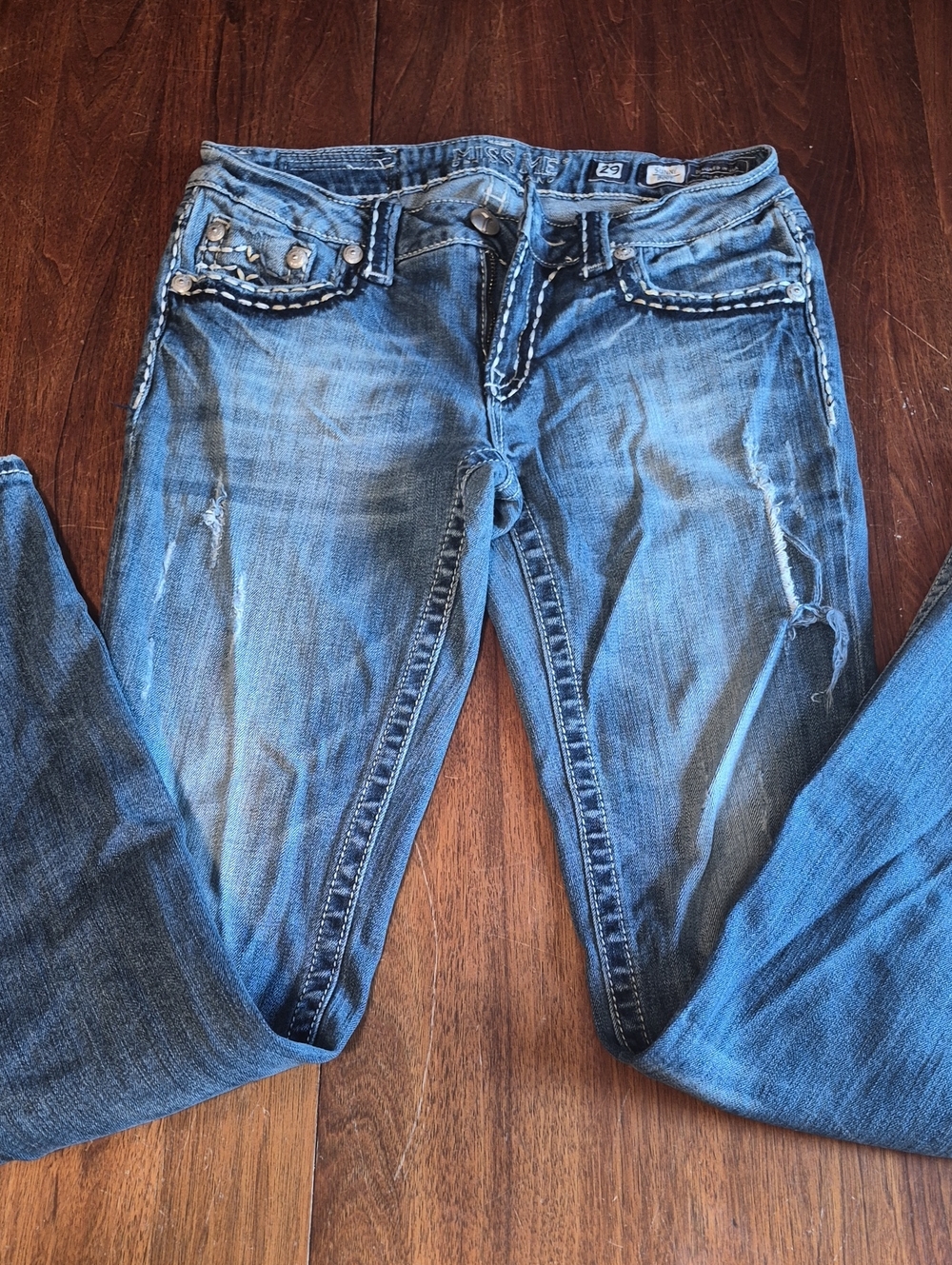 Miss Me Distressed Dark Blue Jeans